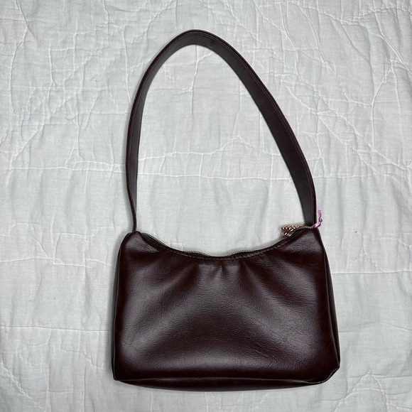 Brown hand made purse rose gold butterfly zipper pull inside pocket - Picture 6 of 11